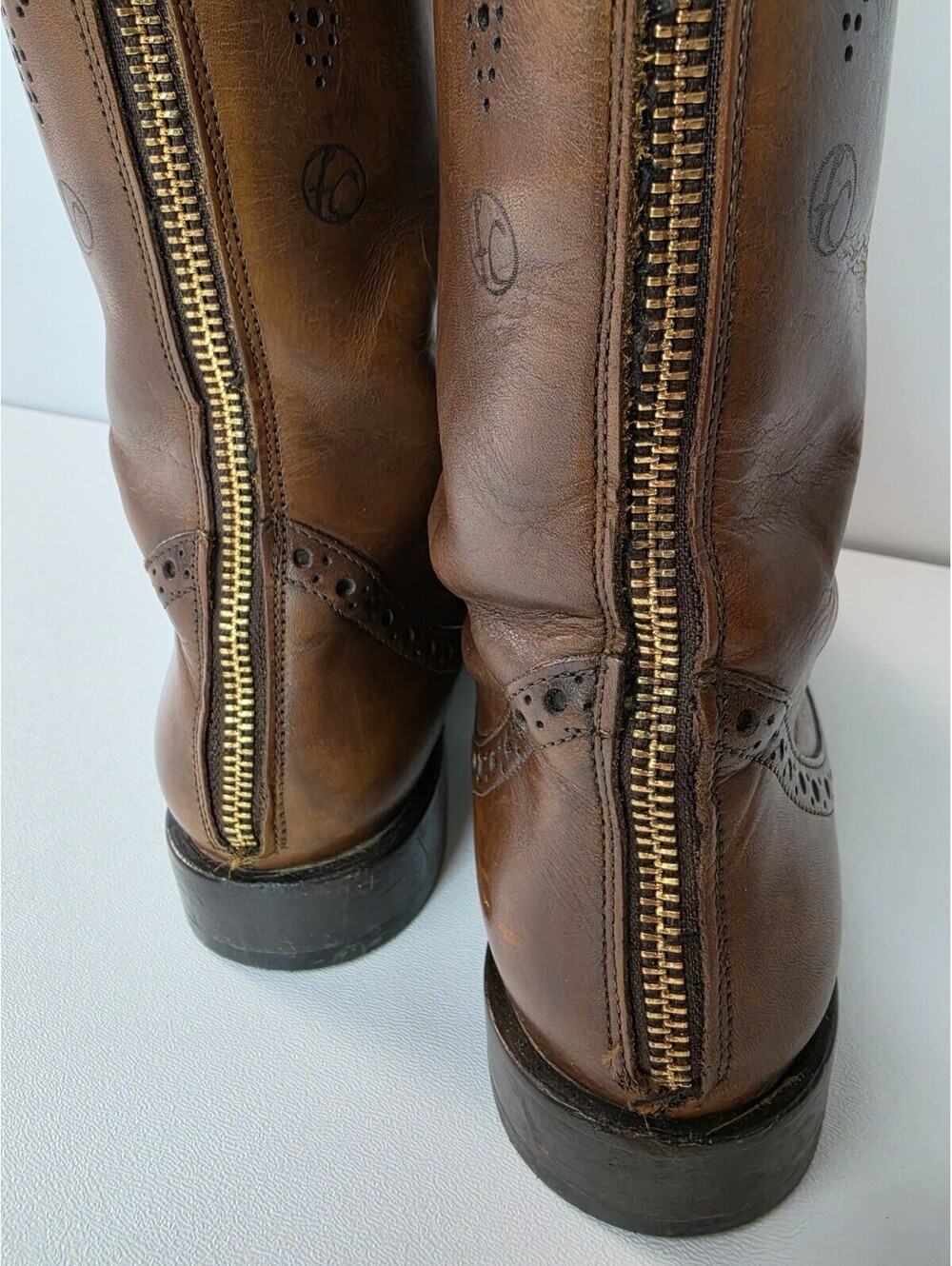 Franco Cuadra Shop Almond Brown Calfskin Leather Zip Boots Womens 23.5 US 6 - Picture 6 of 11